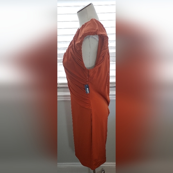 Allen B Rich Orange Sleeveless Scoop Neck Stretch Dress NWT - Picture 3 of 9